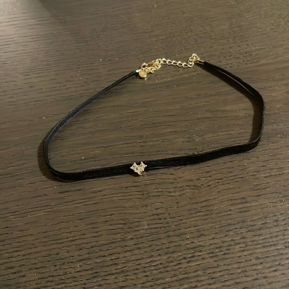 Black choker necklace with heart charm